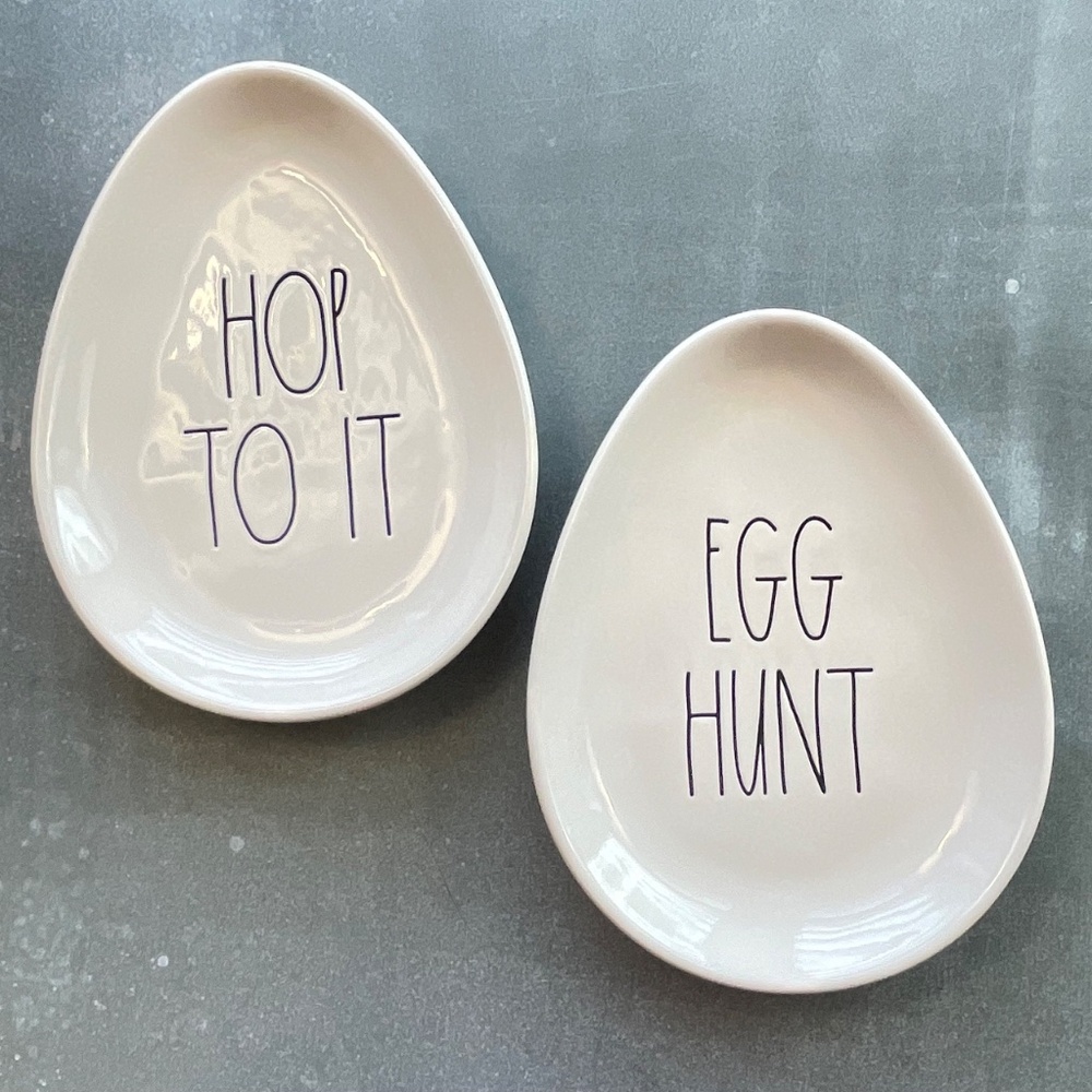 Rae Dunn Easter Egg Snack Plates Egg Hunt and Hop To It
